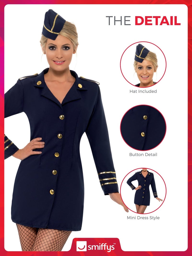 Smiffys Flight Attendant Costume, Navy blue, S - US Size 6-8 - Image 3