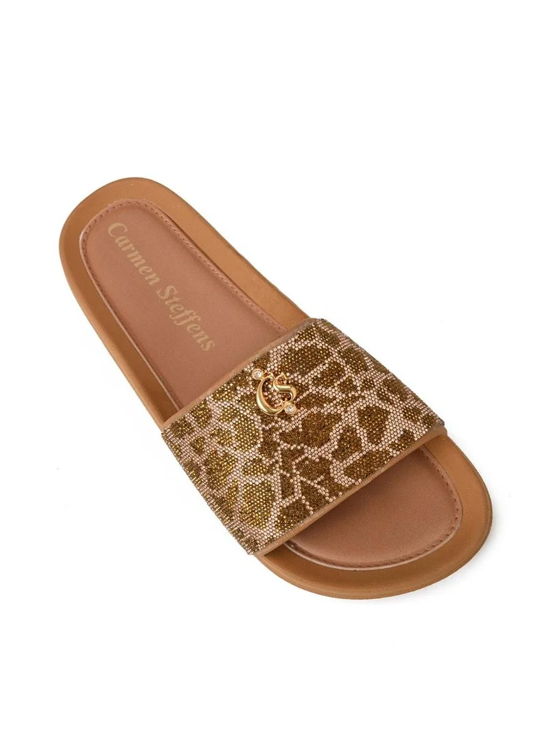 Carmen Steffens Flip-Flops Slide CS Gold