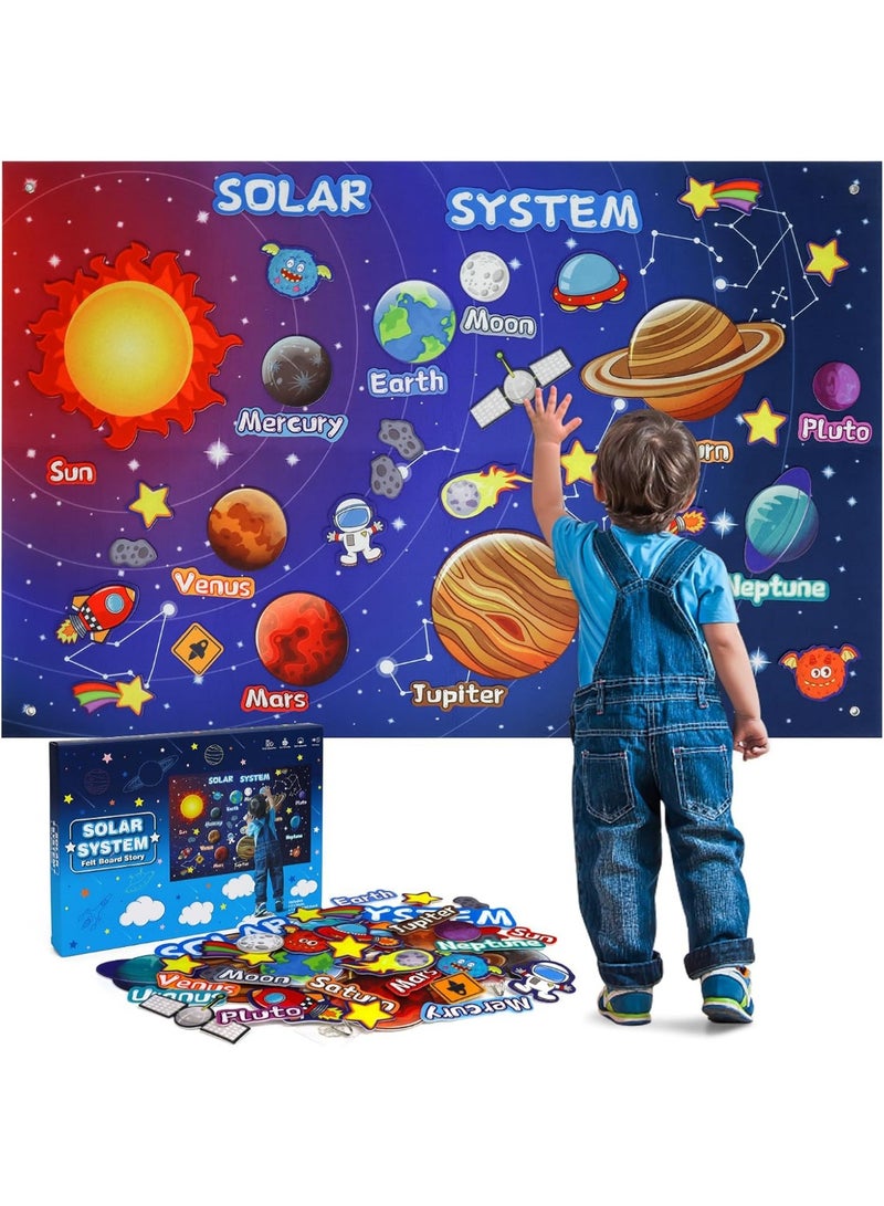 YelaJoy ﻿ Felt Universe Flannel Board Story Set，41PCS Solar System Felt Story Board， Solar System Planets Toys for Kids,  Preschool Early Learning Interactive Storytelling Play Kit, Reusable Wall Hanging Space Toys Gift for Toddlers Kids 4+ - Image 1