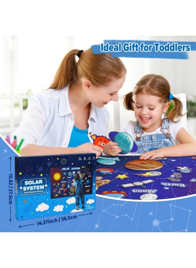 YelaJoy ﻿ Felt Universe Flannel Board Story Set，41PCS Solar System Felt Story Board， Solar System Planets Toys for Kids,  Preschool Early Learning Interactive Storytelling Play Kit, Reusable Wall Hanging Space Toys Gift for Toddlers Kids 4+ - Image 3