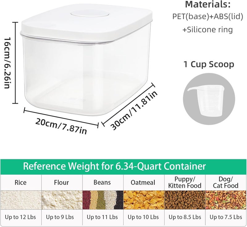 TBMAXS Airtight Flour Container 6.34 QT, Clear PET Plastic Food Storage Container Bin with Pop Up Lids For Rice Flour Sugar, Dry Food Holder for Kitchen Pantry Organization and Storage - Image 5