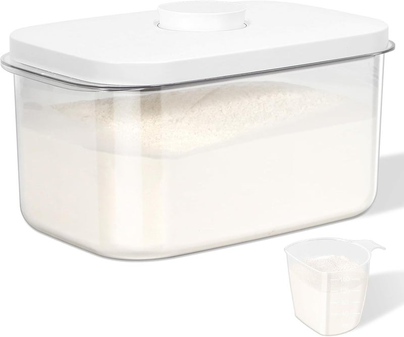TBMAXS Airtight Flour Container 6.34 QT, Clear PET Plastic Food Storage Container Bin with Pop Up Lids For Rice Flour Sugar, Dry Food Holder for Kitchen Pantry Organization and Storage - Image 1