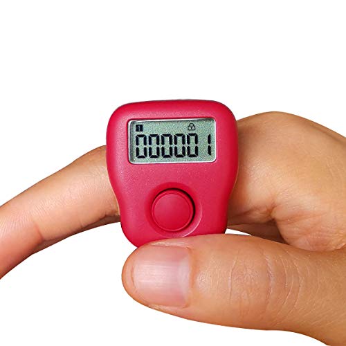 Arvakr Rechargeable Silent Finger Counter 6 Channels Digital Tasbih Tally Clicker with LED for Prayer Knitting Sports Gift Red - Image 1