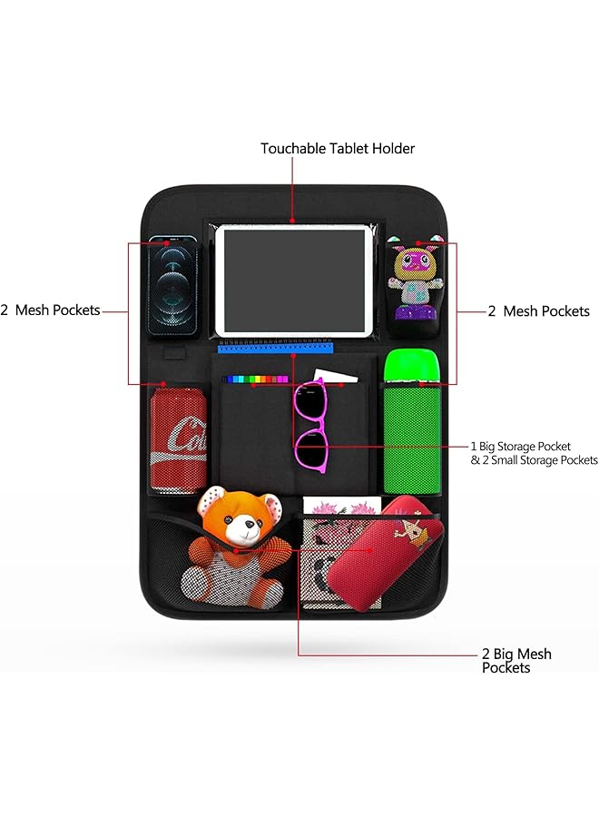 erorex Car Seat Organizer Backseat Car Organizer With Touchable Tablet Holder And 9 Storage Pockets Kick  - Image 2
