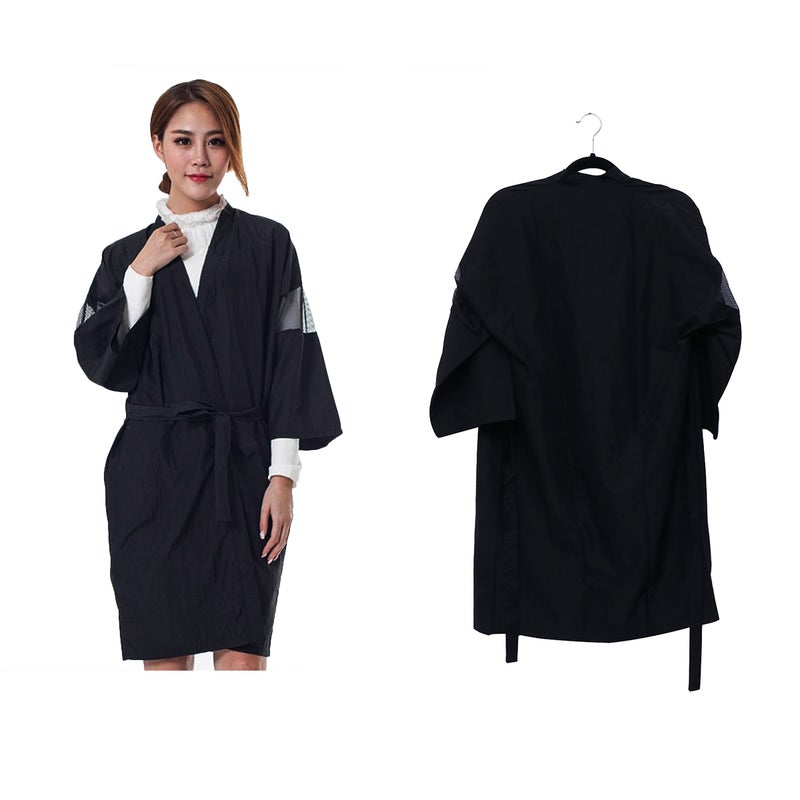 Waterproof Barber Suit Salon Client Gown Robes Cape Hair Salon Hair Cutting Smock for Barber Shop (Black) - Image 5