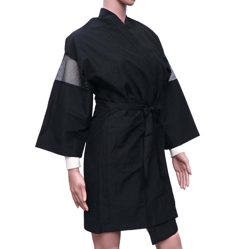 Waterproof Barber Suit Salon Client Gown Robes Cape Hair Salon Hair Cutting Smock for Barber Shop (Black) - Image 4