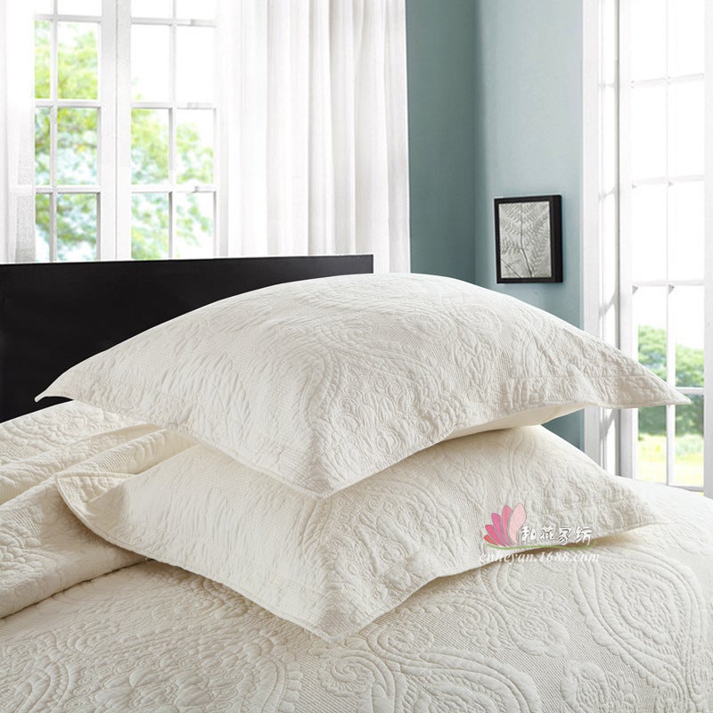 Export Pure Cotton Quilt Quilt Pure Cotton Bed Cover Three-Piece Set American Plain Embroidered Quilted Bed Cover Summer Cool Quilt - Image 3