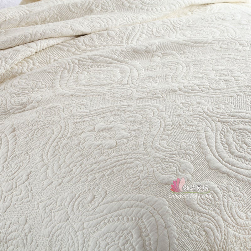 Export Pure Cotton Quilt Quilt Pure Cotton Bed Cover Three-Piece Set American Plain Embroidered Quilted Bed Cover Summer Cool Quilt - Image 4