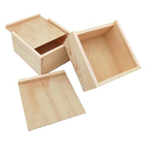 Anktily 2 Pack Unfinished Wood Storage Box with Slide Lid Blank Natural Wood Box Case Container for Jewellery DIY Arts Crafts Hobbies 47x47x24in - Image 1