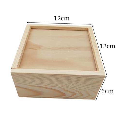 Anktily 2 Pack Unfinished Wood Storage Box with Slide Lid Blank Natural Wood Box Case Container for Jewellery DIY Arts Crafts Hobbies 47x47x24in - Image 3