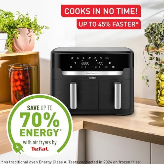 T-fal Tefal XXL Dual Easy Fry 11L, XXL Dual air fryer, +8 people, spacious baskets up to 3kg, 7 pre-sets programs, Black, EY9428G0 - Image 5
