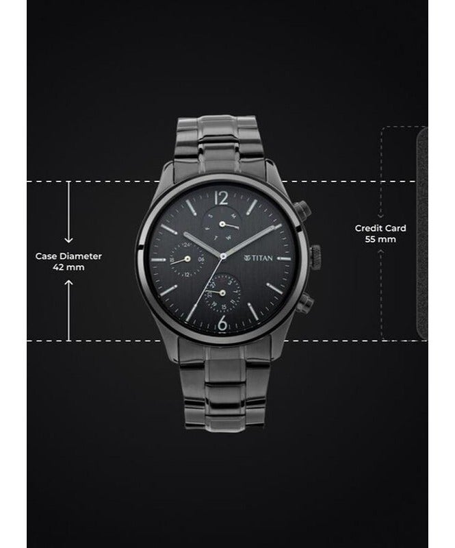 Titan Workwear Multifunction Black Dial & Metal Strap Watch For Men 1805nm02 - Image 3