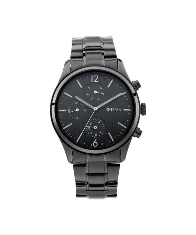 Titan Workwear Multifunction Black Dial & Metal Strap Watch For Men 1805nm02 - Image 1