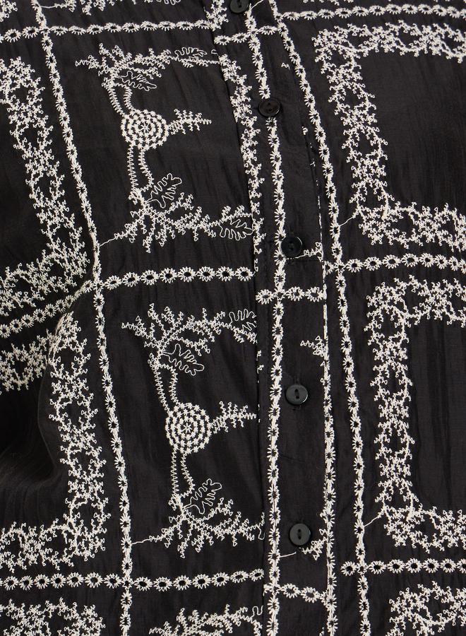 Styli Women Black Floral Embroidered Shirt - Image 5