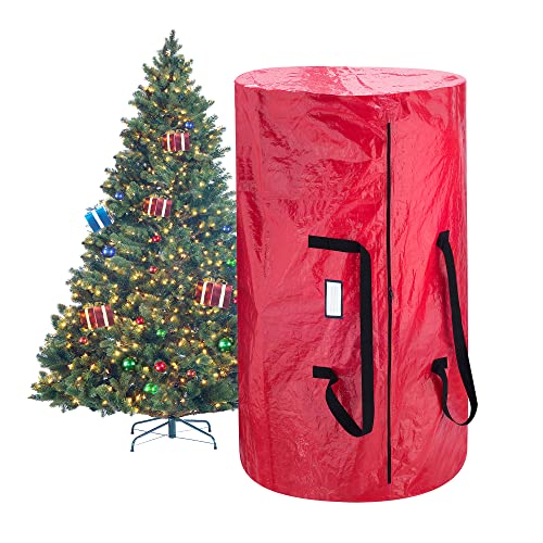 Elf Stor Christmas Tree and Wreath Storage Bag Set - Zippered Canvas Organizers Store 9-Foot Artificial Tree and 30-Inch Holiday Wreaths by Elf Stor (Red) - Image 5