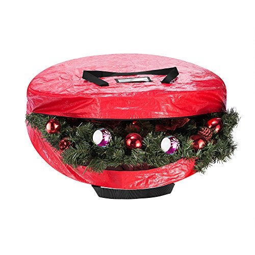 Elf Stor Christmas Tree and Wreath Storage Bag Set - Zippered Canvas Organizers Store 9-Foot Artificial Tree and 30-Inch Holiday Wreaths by Elf Stor (Red) - Image 4