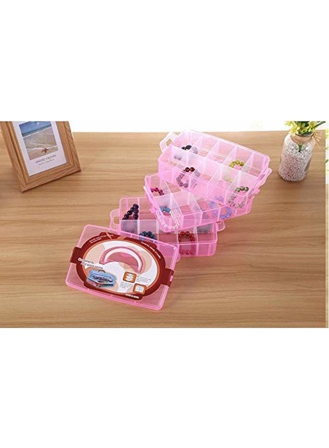 Sooyee Bead Organizer,3-Tier Craft Organizers and Storage,Stackable Storage Containers with 30 Compartments Dividers for Washi Tape,Toy, Nail,Art Supplies, Fishing Tackle, Pink - Image 5