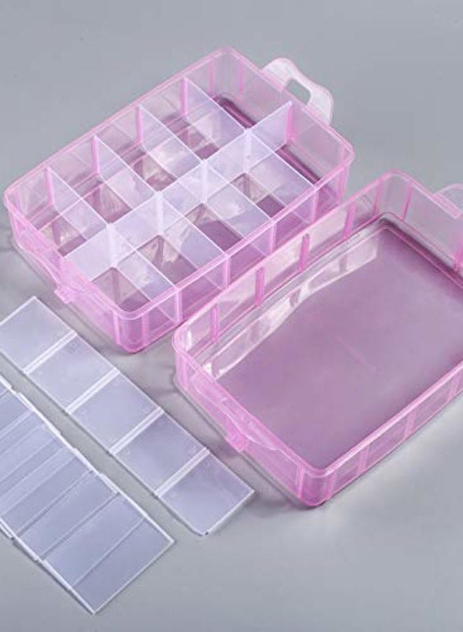 Sooyee Bead Organizer,3-Tier Craft Organizers and Storage,Stackable Storage Containers with 30 Compartments Dividers for Washi Tape,Toy, Nail,Art Supplies, Fishing Tackle, Pink - Image 3
