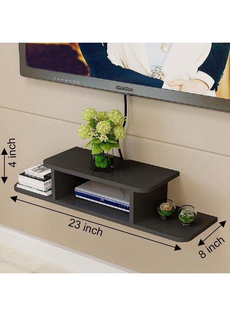 LALITA HANDICRAFT LALITA HANDICRAFT Floating Wall Shelf Rack for Home Decor Display Units Set Top Box Stand Wall Mount Shelves for Home Bedroom Office Wall Decoration Black Set of 1 Engineered Wood  - Image 2