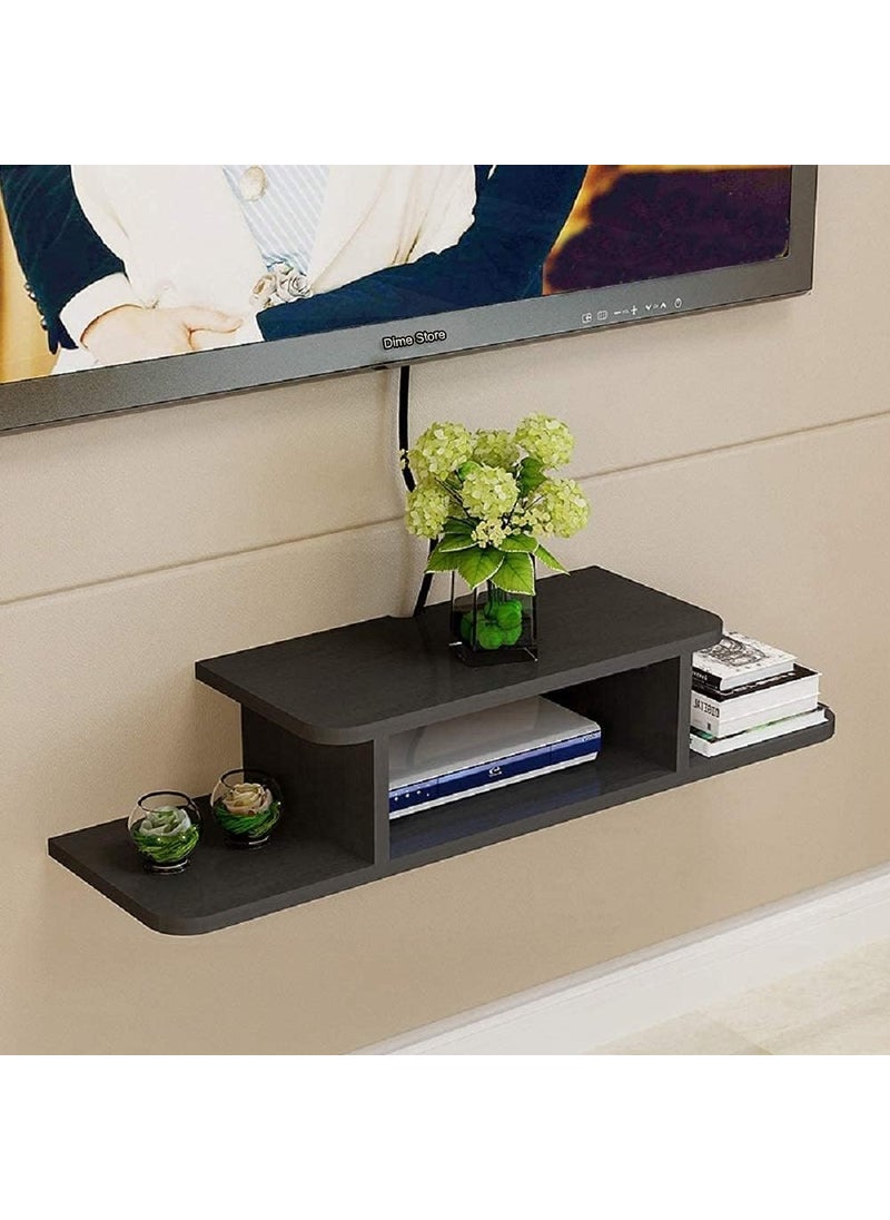 LALITA HANDICRAFT LALITA HANDICRAFT Floating Wall Shelf Rack for Home Decor Display Units Set Top Box Stand Wall Mount Shelves for Home Bedroom Office Wall Decoration Black Set of 1 Engineered Wood  - Image 1