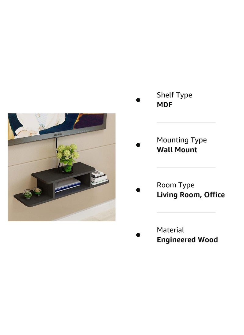 LALITA HANDICRAFT LALITA HANDICRAFT Floating Wall Shelf Rack for Home Decor Display Units Set Top Box Stand Wall Mount Shelves for Home Bedroom Office Wall Decoration Black Set of 1 Engineered Wood  - Image 5