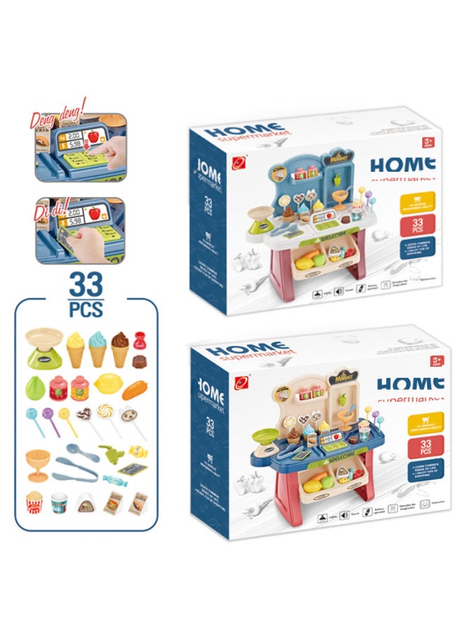 مجموعة ألعاب منزلية صغيرة لمحاكاة الأطفال من سوبر ماركت آيس كريم كاندي ومبيعات أمين الصندوق - اللون: 66872 (مع ضوء، صوت، 3 AA بدون كهرباء) 0.8 كجم - Image 3