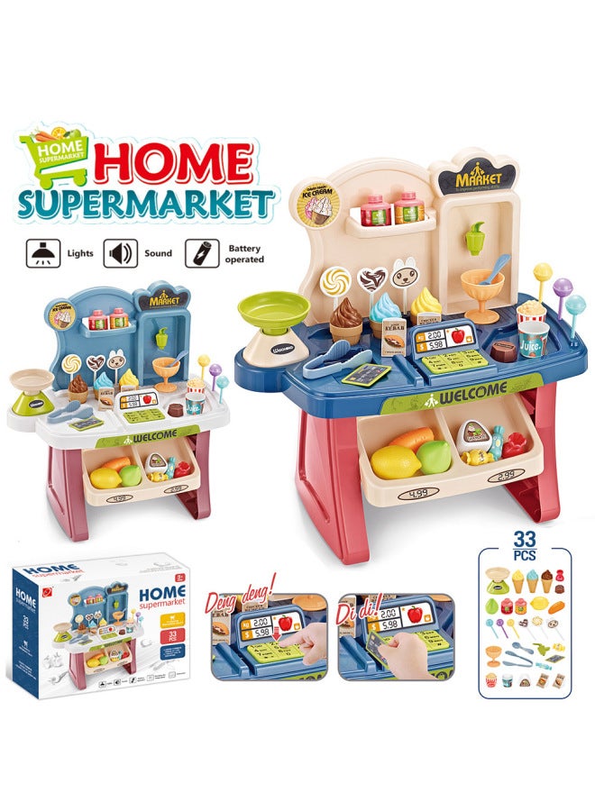مجموعة ألعاب منزلية صغيرة لمحاكاة الأطفال من سوبر ماركت آيس كريم كاندي ومبيعات أمين الصندوق - اللون: 66872 (مع ضوء، صوت، 3 AA بدون كهرباء) 0.8 كجم - Image 2