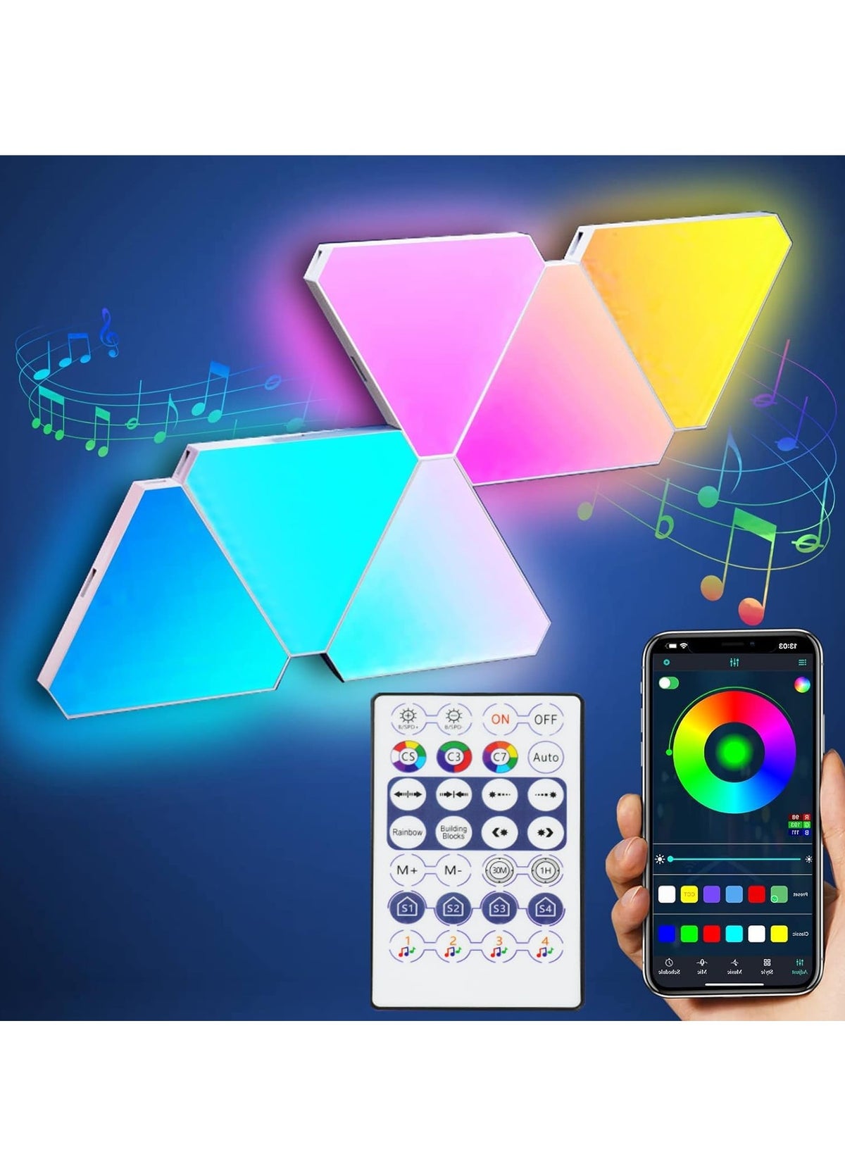 Triangle Led Lamp Module RATSAW 6 Pcs Triangle LED Light Panels Wall Lights Smart Real RGB ...