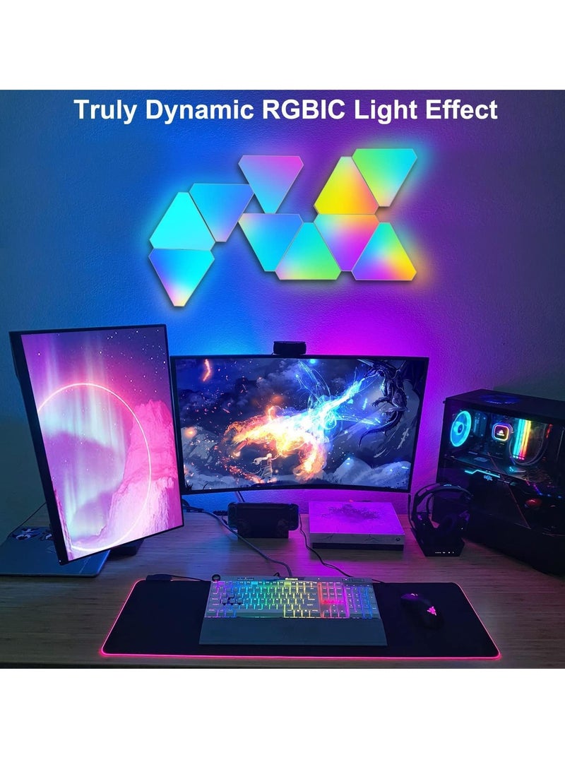 RATSAW - 6 Pcs Triangle LED Light Panels Wall Lights Smart Real RGB Gaming Lights with 6 Connection Ports Wifi App Bluetooth Control Music Sync for Bedroom Gaming Room - Image 1