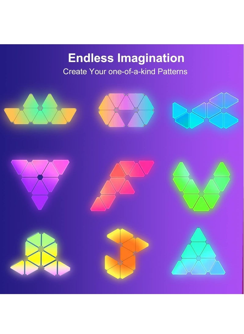 RATSAW - 6 Pcs Triangle LED Light Panels Wall Lights Smart Real RGB Gaming Lights with 6 Connection Ports Wifi App Bluetooth Control Music Sync for Bedroom Gaming Room - Image 1