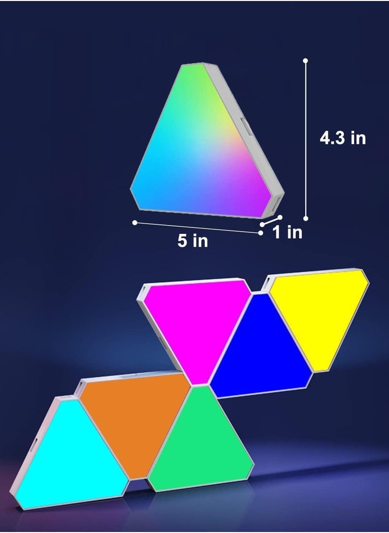 RATSAW - 6 Pcs Triangle LED Light Panels Wall Lights Smart Real RGB Gaming Lights with 6 Connection Ports Wifi App Bluetooth Control Music Sync for Bedroom Gaming Room - Image 1