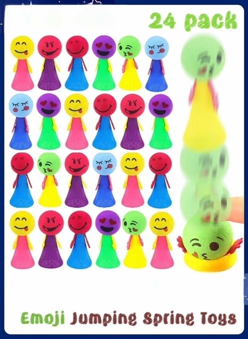 ColaBear 24 Pcs Jumping Spring Toys Colorful for Kids Birthday party, 4x9cm Bouncy Ball Toys for party favors Birthday Giveaways, Bulk Mini Toys Goody Bag (Random Color) - Image 1
