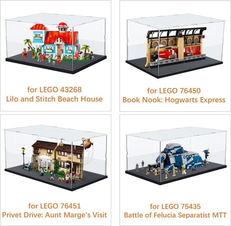 إليبيور حاوية عرض أكريليك لتماثيل الحركة Lego و Funko Pop وعرض المنحوتات، حامل عرض شفاف للمجموعات، صندوق عرض مضاد للغبار لتخزين الألعاب 【أسود، 40 × 20 × 20 سم】 - Image 4