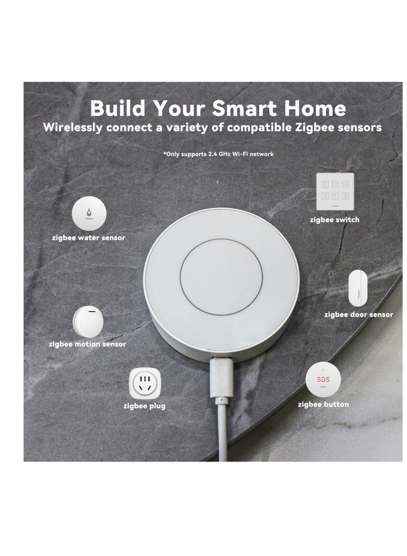 Excefore 3.0 Smart Home Hub, Supports for Zigbee Sevices Only, Works with Smart Life and Tuya App, Control and Multi-Device Management, Intelligent Bridge Wired Smart Home Gateway (White) - Image 2
