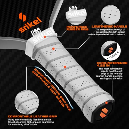 Srikel Pickleball Paddles Set of 2 – USAPA Approved T700 Raw Carbon Fiber, Professional Pickle Ball Rackets 2 Pack with 4 Balls,1 Bag & Grip Tapes for Men and Women - Image 3