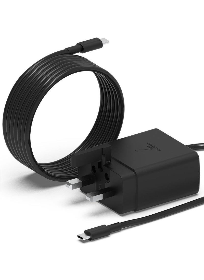 هيروكس - شاحن فائق السرعة 45 وات متوافق مع قابس سامسونج من النوع C مع كابل USB C، محول قابس شاحن الحائط وكابل متوافق مع سامسونج جالاكسي S24 Ultra/S24 Plus/S23 FE/S24/S22/S21 S20، A54 A25 A15 A05S A53 A34 A23 5G، Z Fold 4 5/Z Filp، Tab S7 S8 S9 - Image 1