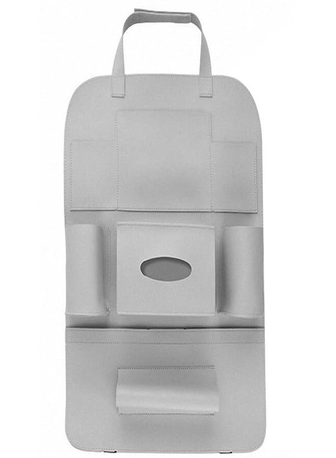 أوشوتو منظم تخزين المقعد الخلفي للسيارة من أوشوتو، حامل هاتف، جيوب متعددة للزجاجات، علب المناديل، تخزين ألعاب الأطفال، ملحق سفر رائع متوافق مع سيارة BMW X7 (رمادي داكن) - Image 1