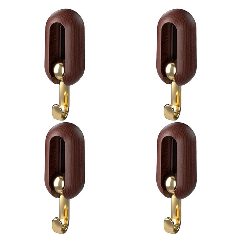 Dravina Set of 4Brown ABS Wall Hooks Without Drilling Strong Adhesive Hooks for Home Kitchen Bathroom Office Waterproof and No Damage to Walls - Image 1
