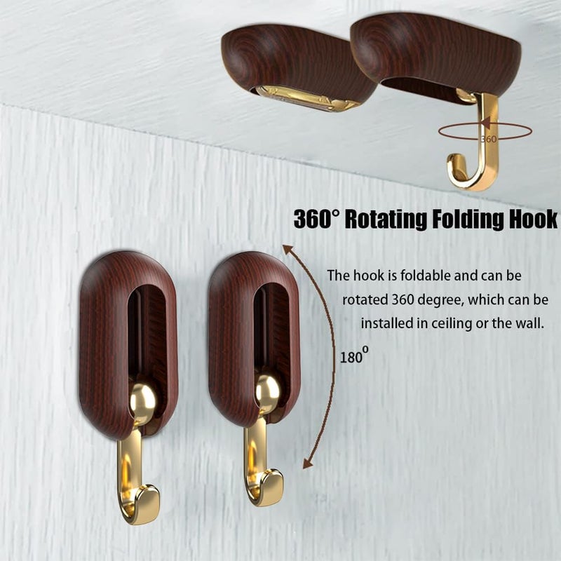 Dravina Set of 4Brown ABS Wall Hooks Without Drilling Strong Adhesive Hooks for Home Kitchen Bathroom Office Waterproof and No Damage to Walls - Image 3
