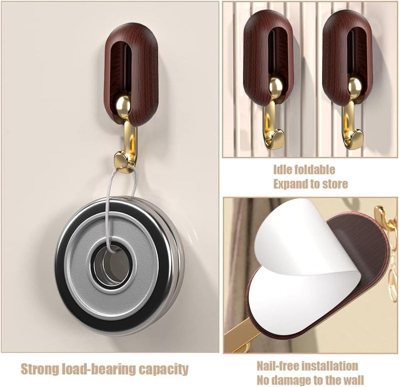 Dravina Set of 4Brown ABS Wall Hooks Without Drilling Strong Adhesive Hooks for Home Kitchen Bathroom Office Waterproof and No Damage to Walls - Image 5