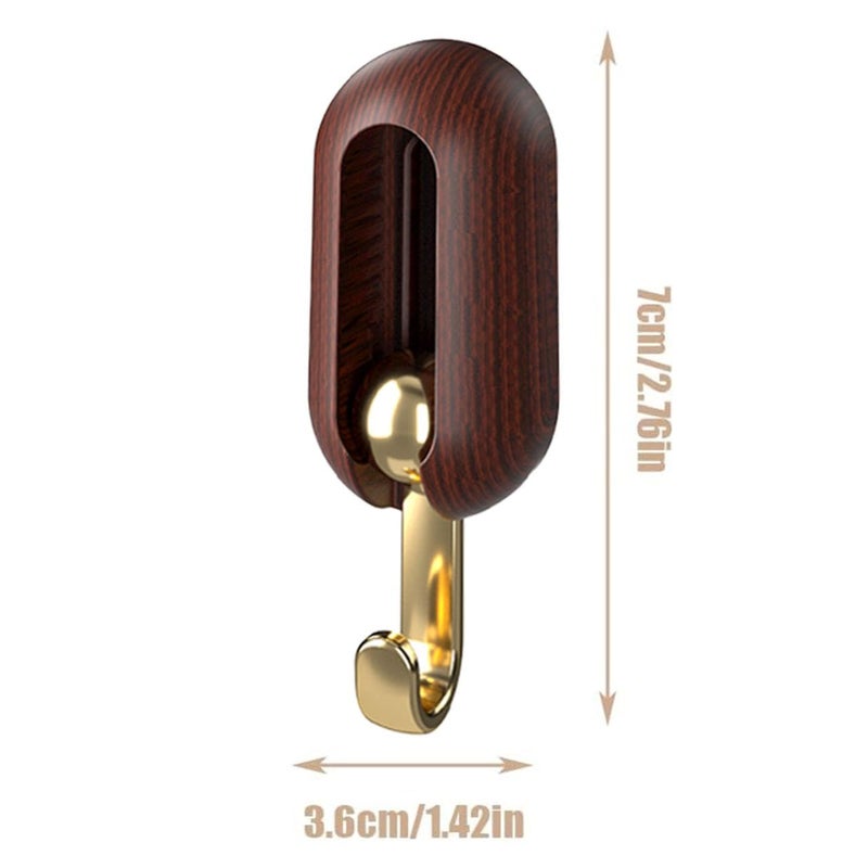 Dravina Set of 4Brown ABS Wall Hooks Without Drilling Strong Adhesive Hooks for Home Kitchen Bathroom Office Waterproof and No Damage to Walls - Image 2