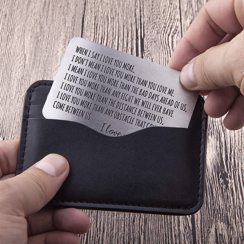 Fleure Esme Wallet Insert Card Anniversary Gifts For Men Husband From Wife Girlfriend Boyfriend Birthday Gifts Metal Mini Love Note Valentine Wedding Gifts For Groom Bride Him Her Deployment Gifts - Image 3