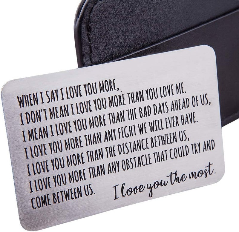 Fleure Esme Wallet Insert Card Anniversary Gifts For Men Husband From Wife Girlfriend Boyfriend Birthday Gifts Metal Mini Love Note Valentine Wedding Gifts For Groom Bride Him Her Deployment Gifts - Image 1