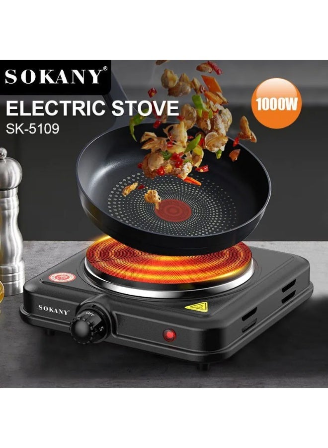 سوكاني مسطح تسخين كهربائي سوكاني، 1000 وات، شعلتين، أسود - SK-5109 - Image 2