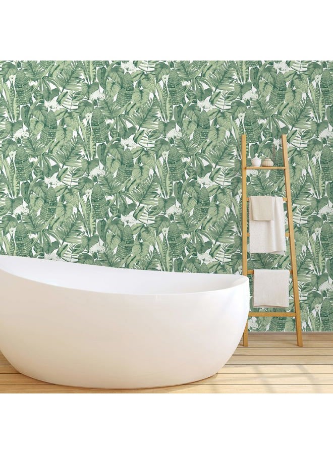 Tempaper Jungle Green Tropical, Designer Removable Peel and Stick Wallpaper - Image 2