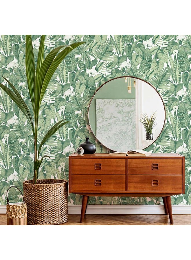 Tempaper Jungle Green Tropical, Designer Removable Peel and Stick Wallpaper - Image 4