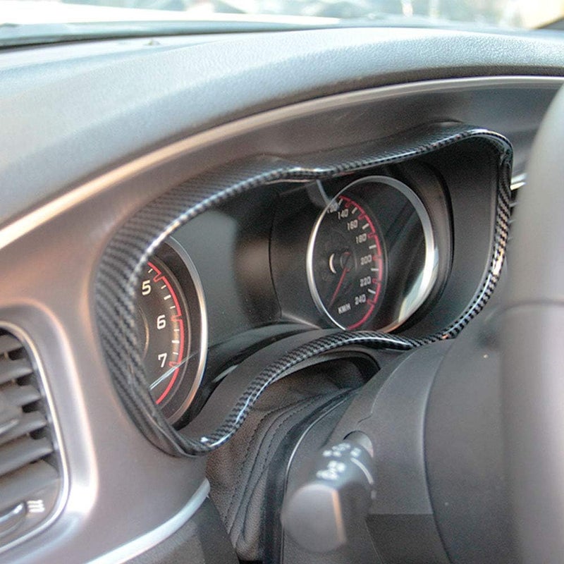 crosselec Carbon Fiber Dashboard Meter Panel Frame Cover Trim Interior Decoration Accessories for Dodge Charger 2015-2021 (Black) Classic design alternatives - Image 3