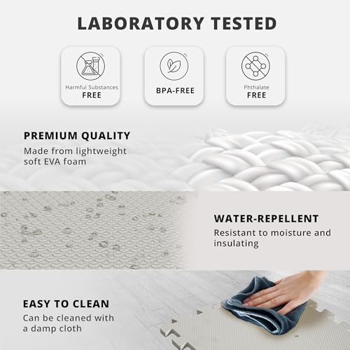 bemaxx Gym Mats Set - 18 pcs EVA Interlocking Foam Floor Tiles (12.6"x12.6"x0.4") 18sqft Protective Gym Flooring Sports Home Workout Exercise Mats Puzzle Garage Fitness Play-Room Garage Pool Treadmill - Image 3