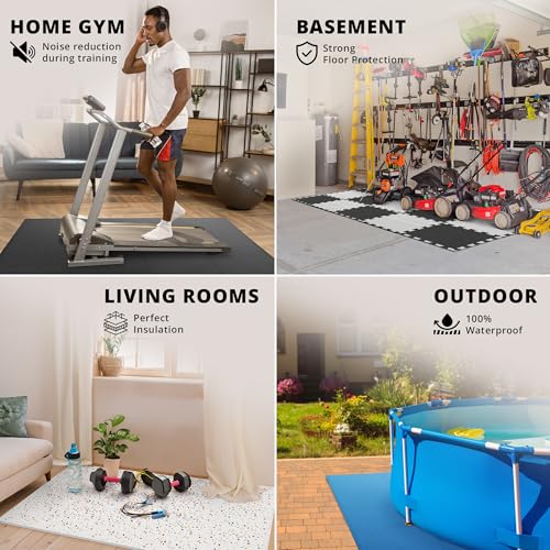 bemaxx Gym Mats Set - 18 pcs EVA Interlocking Foam Floor Tiles (12.6"x12.6"x0.4") 18sqft Protective Gym Flooring Sports Home Workout Exercise Mats Puzzle Garage Fitness Play-Room Garage Pool Treadmill - Image 5