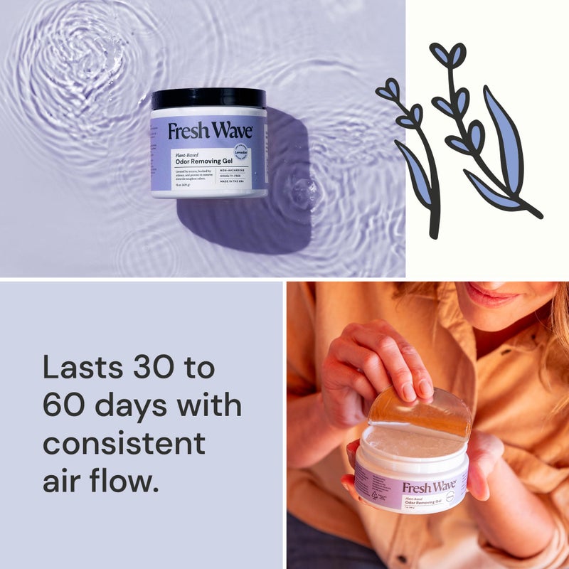 Fresh Wave Lavender Odor Removing Gel, 15 oz. & 7 oz.| Safer Odor Absorbers for Home | Natural Plant-Based Odor Eliminator | Every 7 oz. lasts 30-60 Days | For Cooking, Smoke, Trash & Pets - Image 3